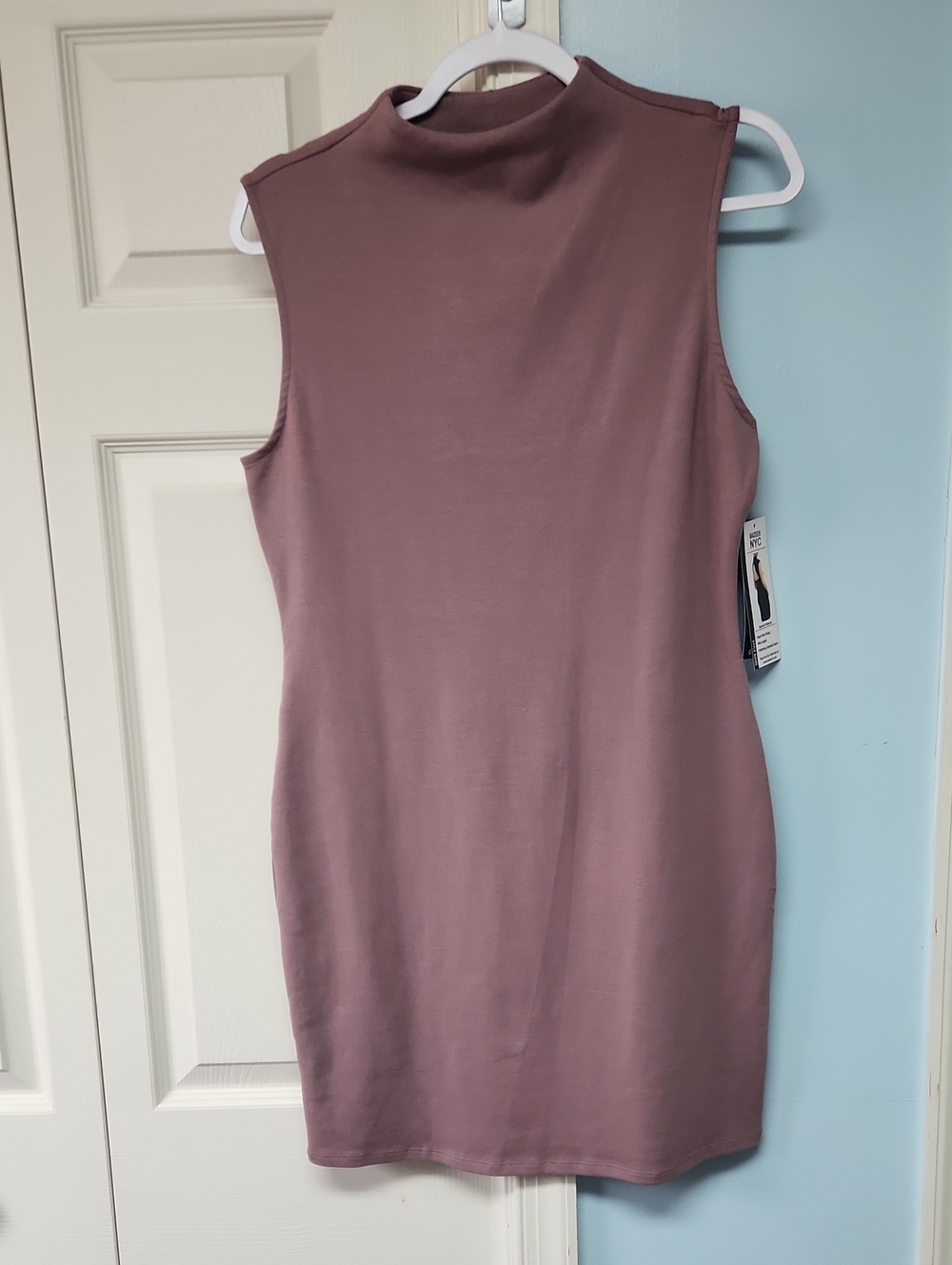 Sleeveless Backless Mock Neck Bodycon Dress - Dusty Mauve